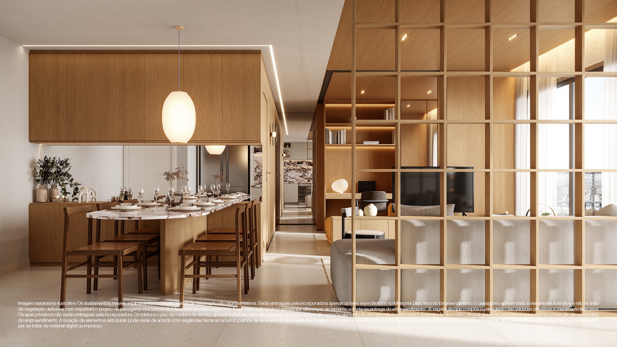 Living de apartamento de 3 quartos do Eleva 25 Águas Claras